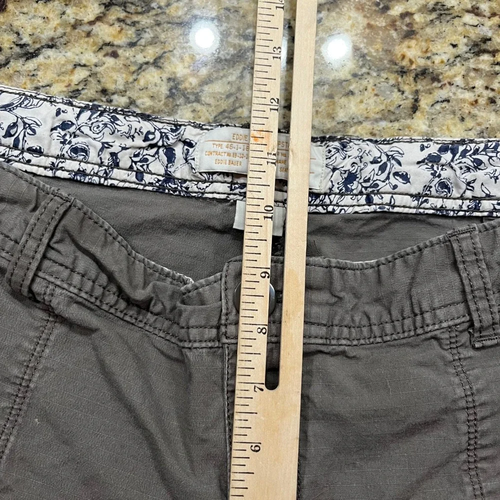 Eddie Bauer Ripstop Gray Cropped Utility Pants Womens 16 Cargo Hiking Outdoor